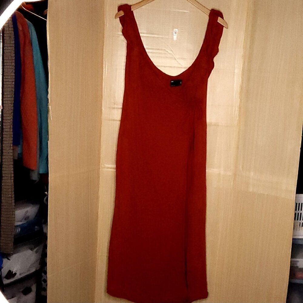 Asos Rusty Red Gauzy Sleeveless Wrap Maxi Dress 12